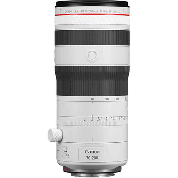 Top Side of the Canon RF 70-200mm f/2.8 L IS USM Z Lens White