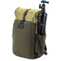 Tripod Carry Demonstration of the Tenba Fulton 16L Backpack Tan and Olive