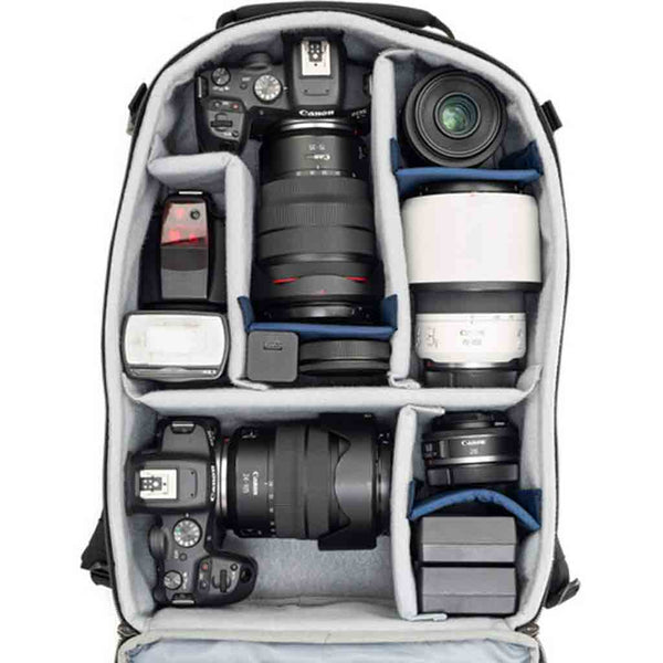 Camera Compartment Demonstration of the Think Tank Mirrorless Mover Backpack Campfire Orange