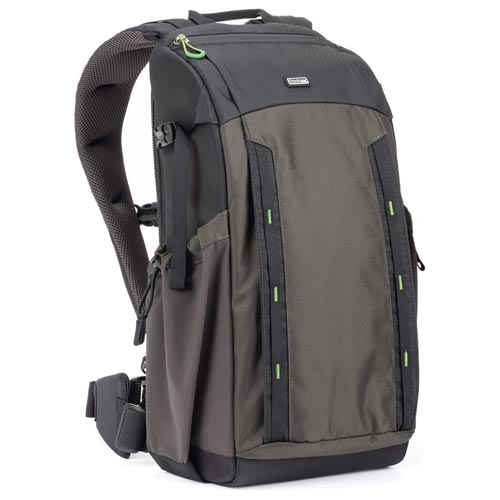 Front view of the Think Tank Backlight Backpack in the color charcoal.